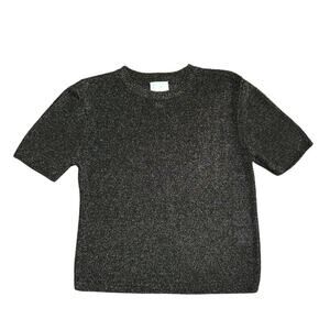 H&M Metallic Lurex Short Sleeve Boxy Sweater XS